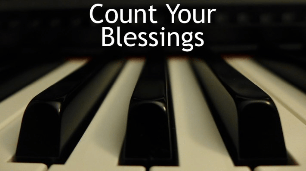 Count Your Blessing with Piano Keys Background