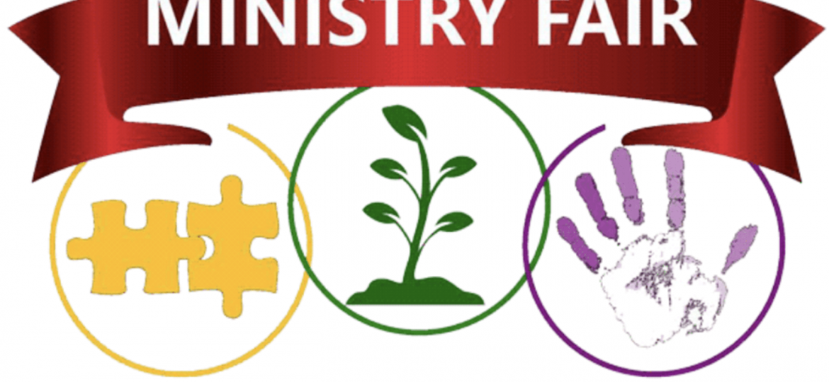 Ministry fair logo, connect, grow, serve