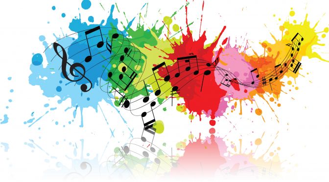 Music Notes with colorful paint splash.