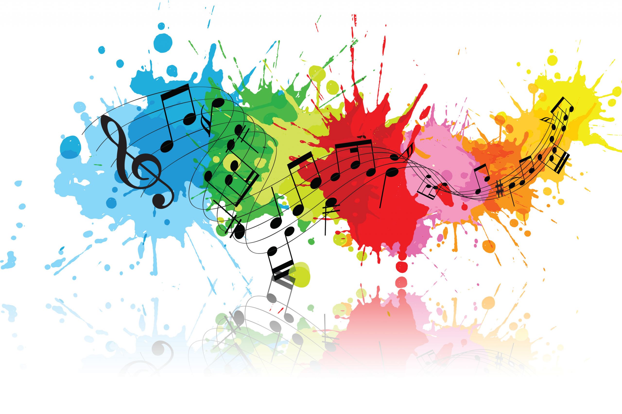 Music Notes with colorful paint splash.